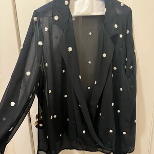 INC Black Polka Dot Blouse